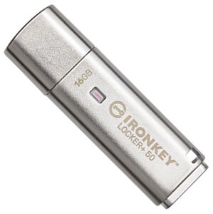 USB флешка kingston 16GB ironkey locker plus 50 AES encrypted USB 3.2 (IKLP50/16GB)