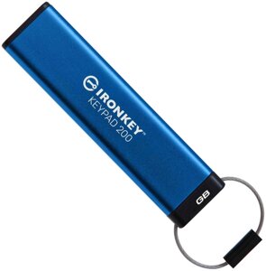 USB флешка kingston 32GB ironkey keypad 200 AES-256 encrypted blue USB 3.2 (IKKP200/32GB)