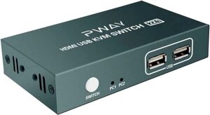 AAO HDMI 4K 2X1 KVM перемикач 2 USB-порти подвійний монітор