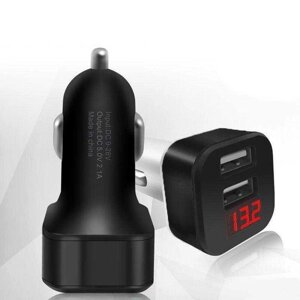 Aвтомобільний зарядний пристрій HZ HC1 2 USB LED-вольтметр індикатор