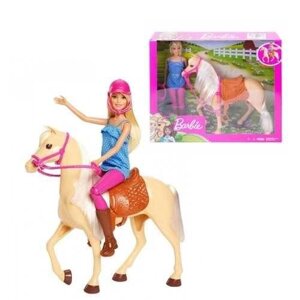 Барбі Прогулянка верхом з конем Barbie Doll and Light Brown HorseFXH13