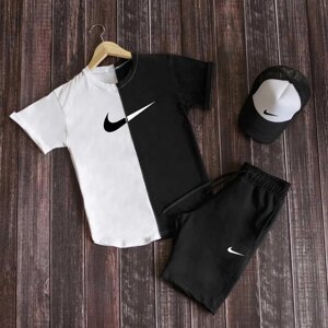 Футболка Шорти Кепка Комплект чоловічий літній NIKE Спортивний костюм