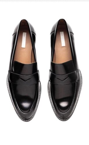 H&amp,M Шкіряні жіночі лофери чорні туфлі мокасини 39 26 см