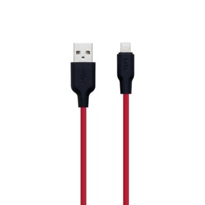 Кабель USB Hoco X21 Silicone USB Lightning 1m Чорночервоний