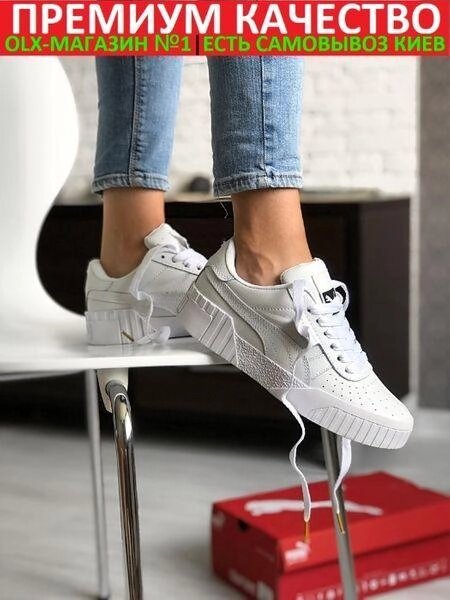 Puma cali clearance triple white sneakers