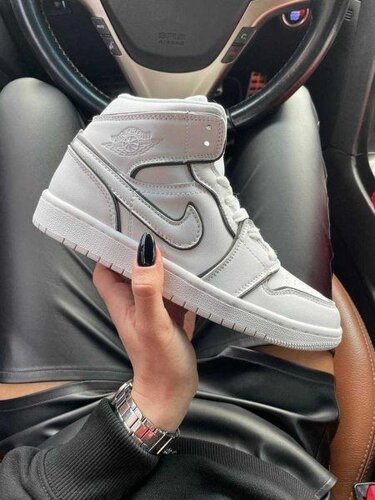 Кросівки рефлективні Nike Air Jordan 1 White Чоловічі/жіночі