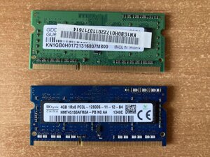 Оперативна пам'ять sodimm DDR 3 hynix (4GB), elpida (1GB)