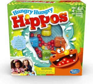 ОРИГІНАЛ! Настільна гра Hasbro Hungry Hippos Чорно-кислотики