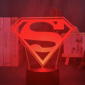 Світильник 3D-ефектом led лампа Supermen фільм Ліга справедливості