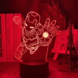 Світильник із 3D-ефектом led лампа Залізна людина Iron Man Marvel