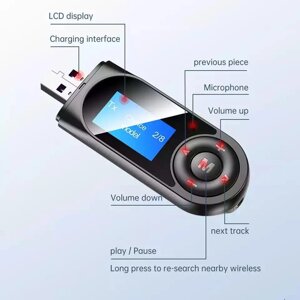 USB-адаптер Bluetooth 5,0 аудіоприймач передавач AUX 3,5 мм. Стерео