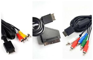 Відео кабель компонент PS to AV і SCART RGB для Sony PlayStation 1 2 3