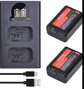 Заряджання + 2 батареї 2160 мА·год. для Sony NP-FW50. Акумулятор Sony NP FW5