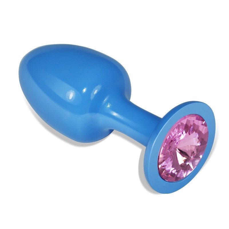 Анальна пробка блакитного кольору із кристалом рожевого кольору Lovetoy Rosebud Plug Talla від компанії TALLA - фото 1