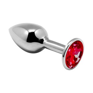 Анальна металева пробка з червоним стразом розмір L Alive Mini Metal Butt Plug Talla