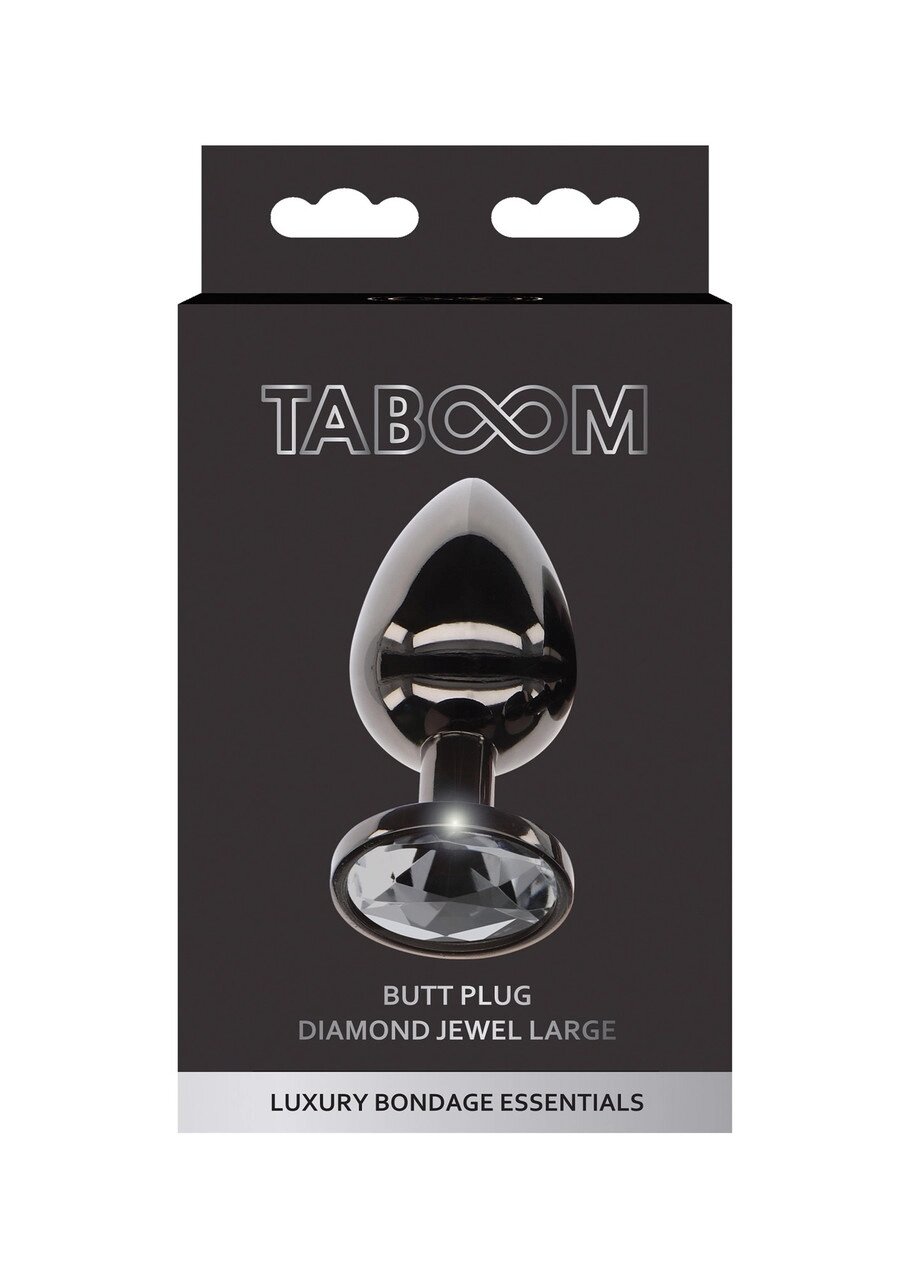 Анальний корок L чорний металевий з чорним каменем Butt Plug With Diamond Jewel Taboom Talla від компанії TALLA - фото 1