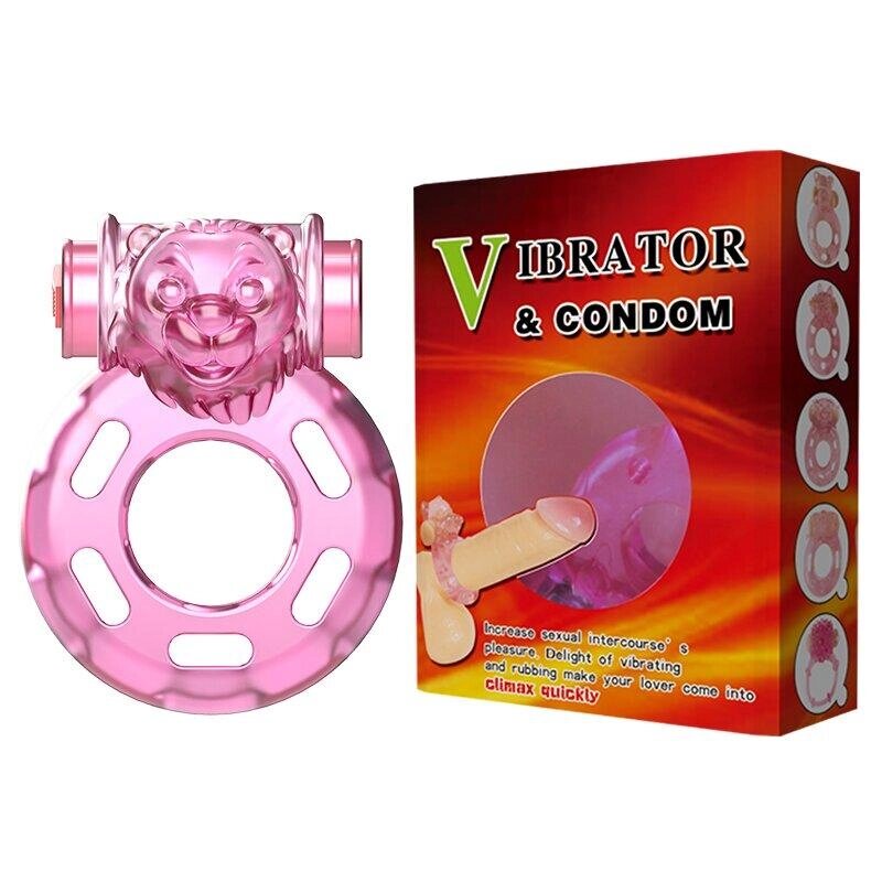 Ерекційне кільце з вібрацією і стимуляцією клітора LYBAILE Vibrator & condom рожевий Talla від компанії TALLA - фото 1