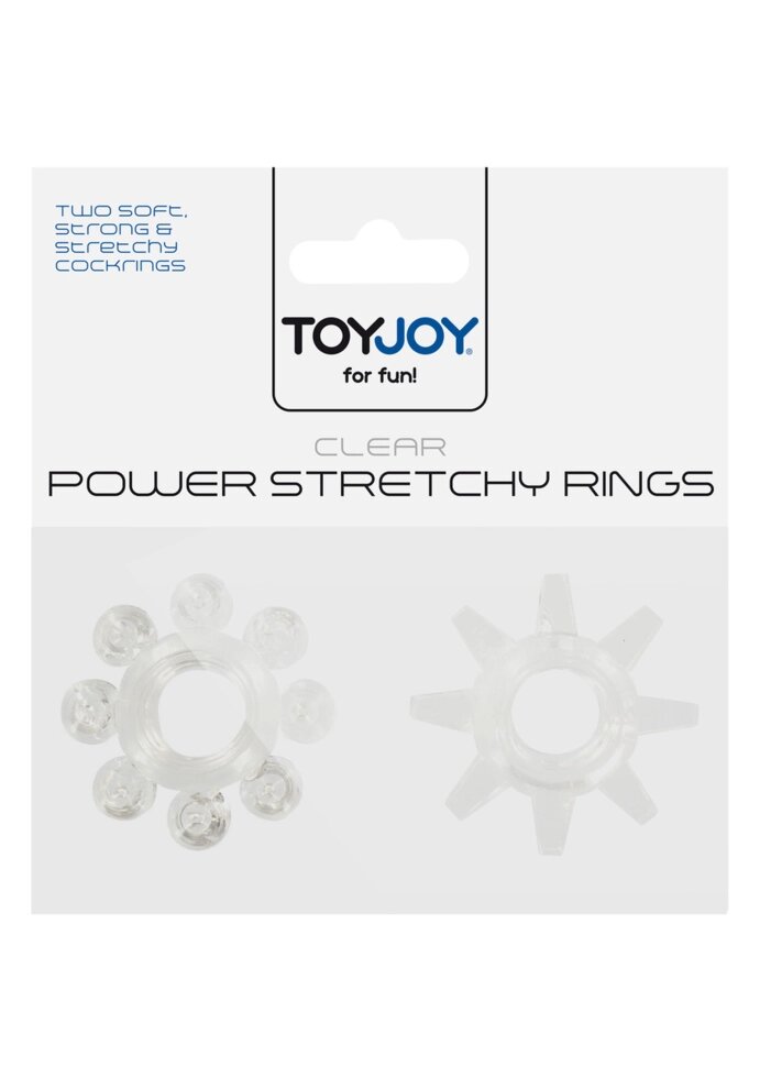 Ерекційні кільця на член прозорого кольору 2 штуки Toy Joy Power stretchy Rings Talla від компанії TALLA - фото 1