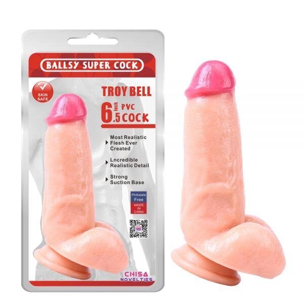 Фаллоимитатор на присоске с красной головкой Troy Bell 6.5 Dildo Talla від компанії TALLA - фото 1