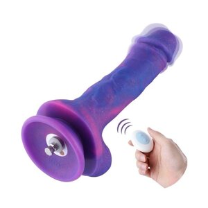 Фалоімітатор реалістичний з вібрацією фіолетового кольору Насадка для секс машин з пультом ДК Hismith Hyper Dildo with