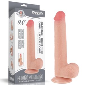 Фалоімітатор реаліст на присосці Sliding Skin Dual Layer Dong Flesh 9.0 тілесний Talla