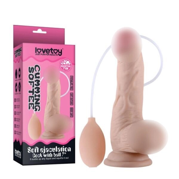 Фалоімітатор 14 см на присоску з еякуляцією Lovetoy Soft Ejaculation Cock With Ball 7 тілесний Talla від компанії TALLA - фото 1