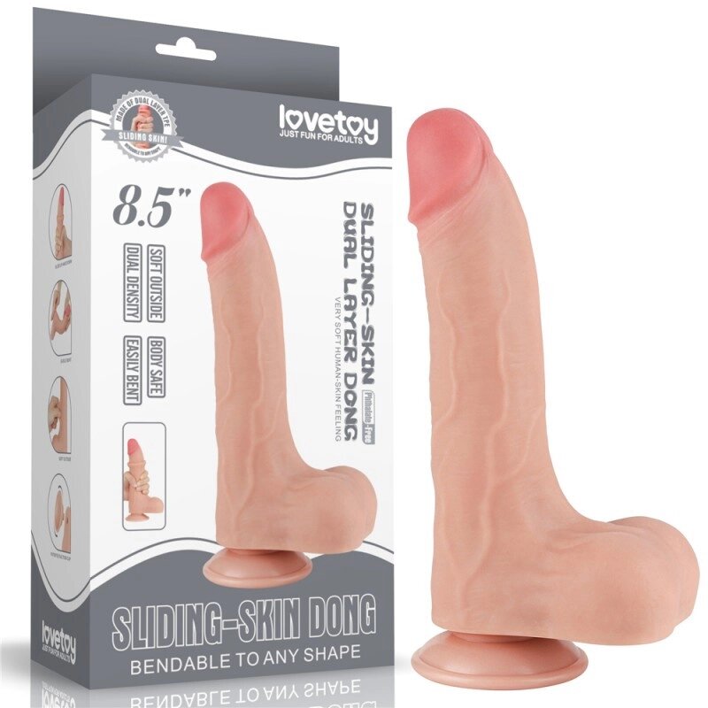 Фалоімітатор реалістичний на присосці Sliding Skin Dual Layer Dong Flesh 8.5 тілесний Talla від компанії TALLA - фото 1