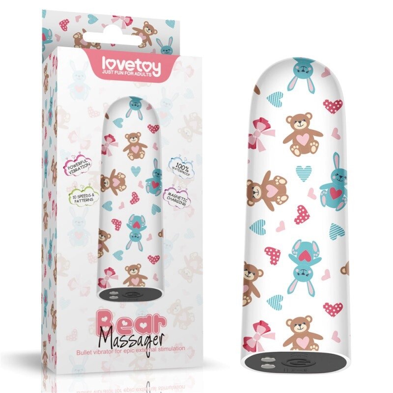 Компактний вібратор для клітора із принтом Lovetoy Rechargeable Bear Massager Talla від компанії TALLA - фото 1