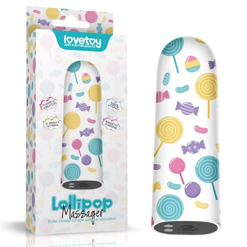 Компактний вібратор для клітора з принтом Lovetoy Rechargeable Lollipop Massager Talla від компанії TALLA - фото 1