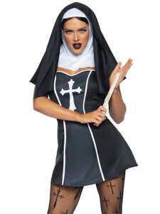 Костюм монашки чорного кольору Leg Avenue Naughty Nun 2 предмета розмір XS Talla