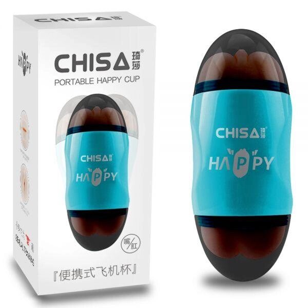 Мастурбатор анус та рот для чоловіків тілесного кольору Chisa Happy Cup Mouth & Ass Masturbator Talla від компанії TALLA - фото 1