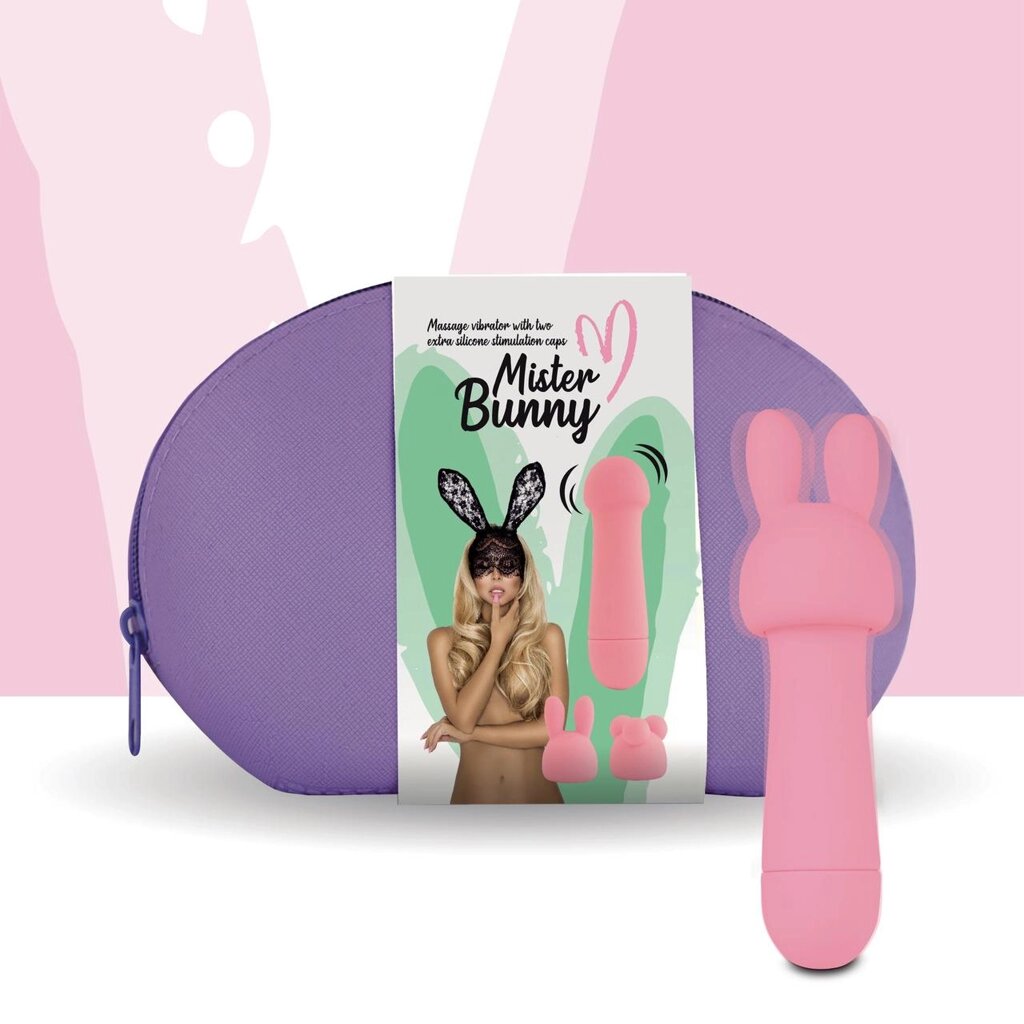 Міні-вібратор для стимуляції клітора з двома насадками рожевий FeelzToys Mister Bunny Talla від компанії TALLA - фото 1