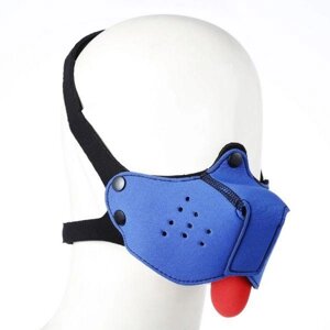 Намордник з кляпом для рота синій bdsm4u Neoprene dog mask blue Talla