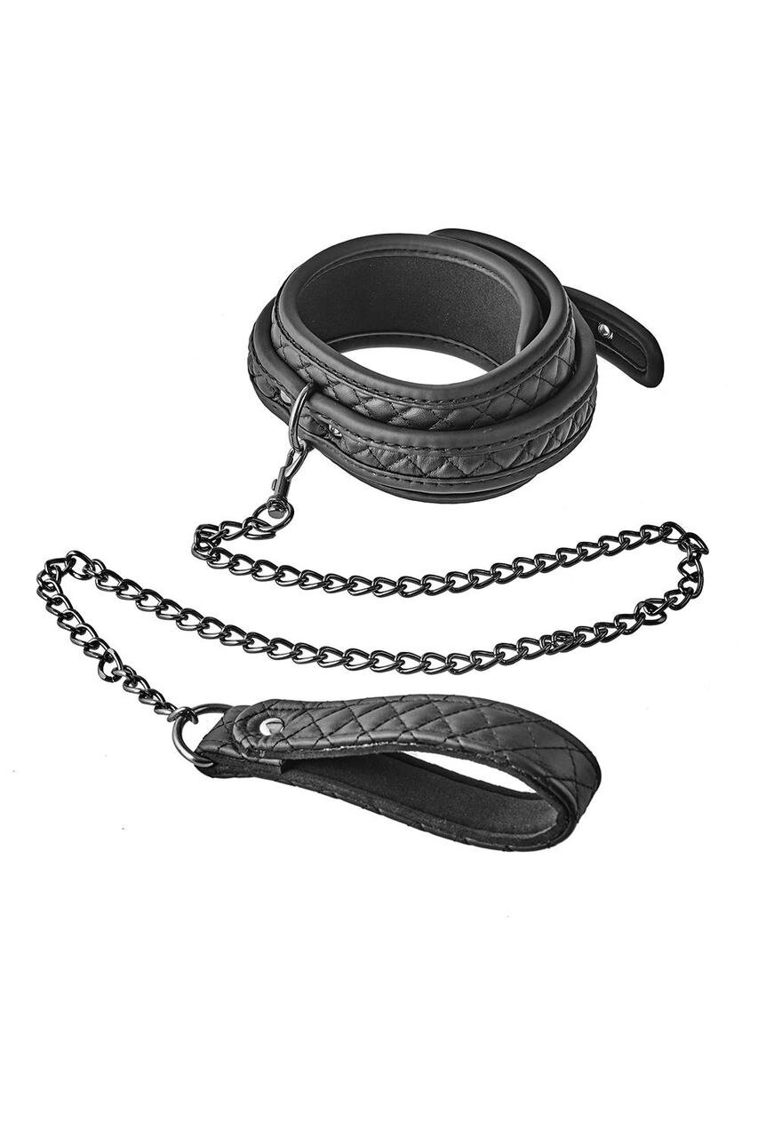 Нашийник чорного кольору з металевим повідцем Dream Toys BLAZE COLLAR LEASH Talla від компанії TALLA - фото 1