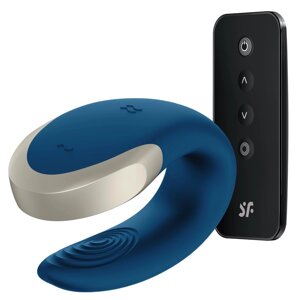 Смарт-вібратор 7,5 / 3 см для пар Satisfyer Double Love (Blue) з пультом Сатісфаер Talla