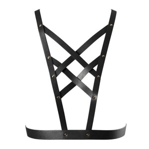 Портупея для тіла чорна Bijoux Indiscrets MAZE Cross Cleavage Harness Talla