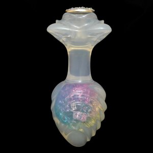 Анальна пробка ребриста UNIVIBE з каменем, силіконова, різнобарвна, 9.3 х 4.9 см Talla