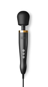 Преміальний вібромасажер Ванд у формі мікрофону матово-чорний з покриттям з 24-каратного золота DOXY Die Cast Talla