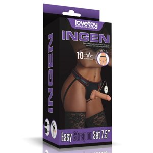 Вібро страпон на трусиках Lovetoy Easy Strapon 20см Talla