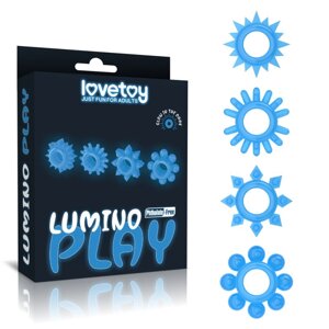 Кільця для пеніса Ерекційні блакитні Lovetoy Lumino Play Talla