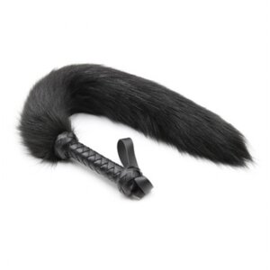 Чорний флогер для БДСМ з хвостом лисиці Fox Tail Whips Talla