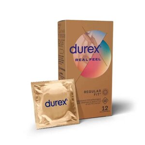 Презервативи із синтетичного латексу із силіконовим мастилом Durex Real Feel 12 штук Talla