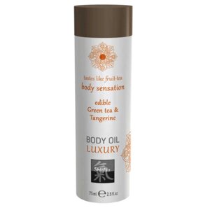 Їстівна олія для тіла смак Зелений Чай та Мандарин SHIATSU 75 мл Talla