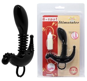 Фаллоимитатор для точки G с 2 отростками для стимуляции клитора и ануса черного цвета Lybaile Baile G Spot Talla