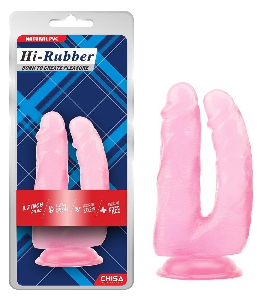 Подвійний анально вагінальний фалоімітатор на присоску рожевий CHISA Hi Rubber 6.3 Inch Dildo Talla від компанії TALLA - фото 1