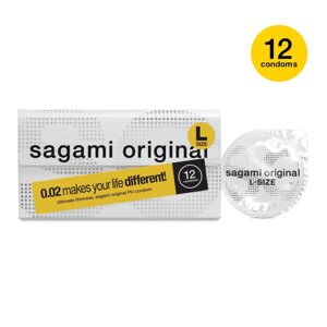 Поліуретановий презерватив Sagami Original тонкі 0,02 10 шт розмір L Talla