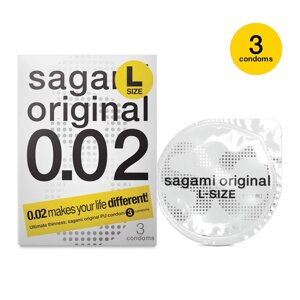 Поліуретановий презерватив Sagami Original тонкі 0,02 3 шт розмір L Talla