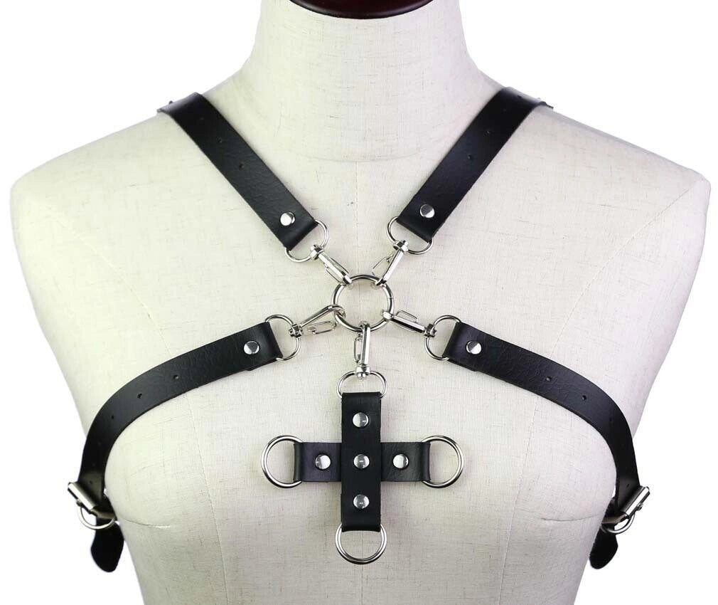 Портупея жіноча на груди зі штучної шкіри чорна Women PU Harness Caged Bra Talla від компанії TALLA - фото 1