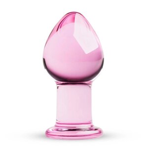 Рожева анальна пробка зі скла з функцією нагрівання Gildo Pink Glass buttplug No 27 Talla