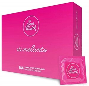 Стимулюючі презервативи з ребристою структурою з латексу прозорого кольору Love Match 1 упаковка 144 штуки Talla